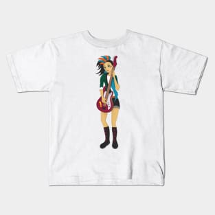 Girl playing electric guitar Kids T-Shirt